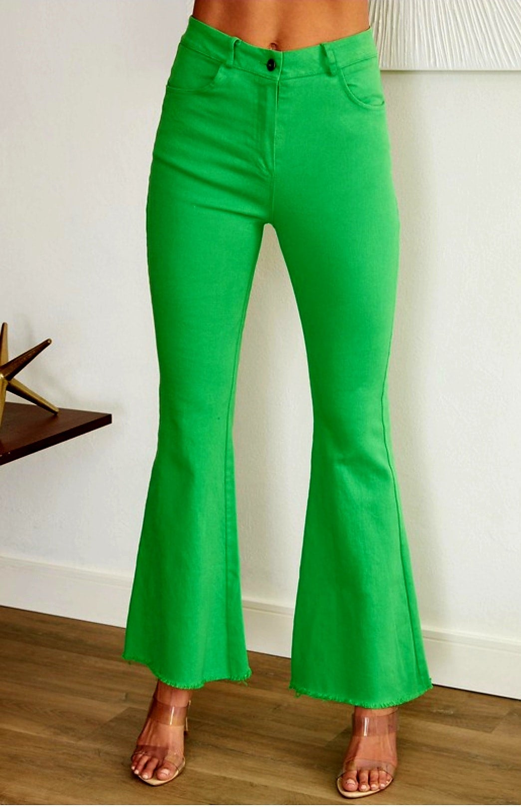 Lime green bell bottoms top